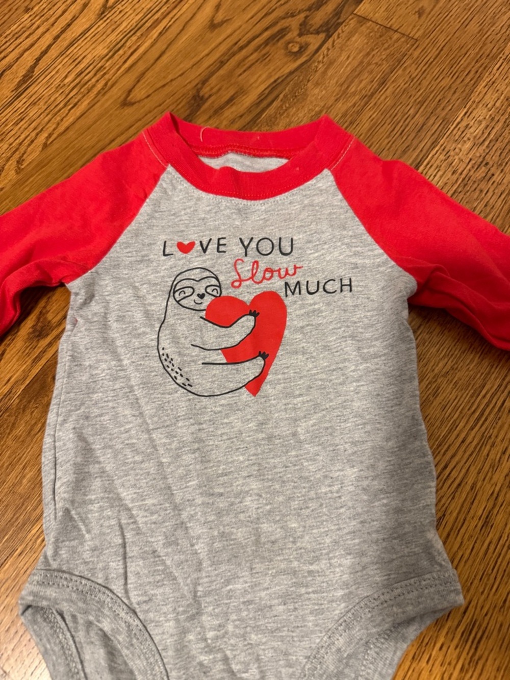 Carter's Red & Gray Raglan Sloth One-Piece - Picture 2 of 5